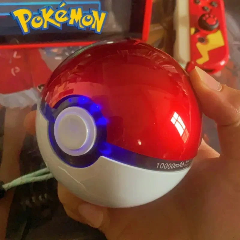 

Блок питания Pokemon Ball для мобильного телефона, мультяшный Карманный шар большой емкости, внешний аккумулятор 12000 мАч, аниме Kawaii игрушка Пикачу, подарок на день рождения