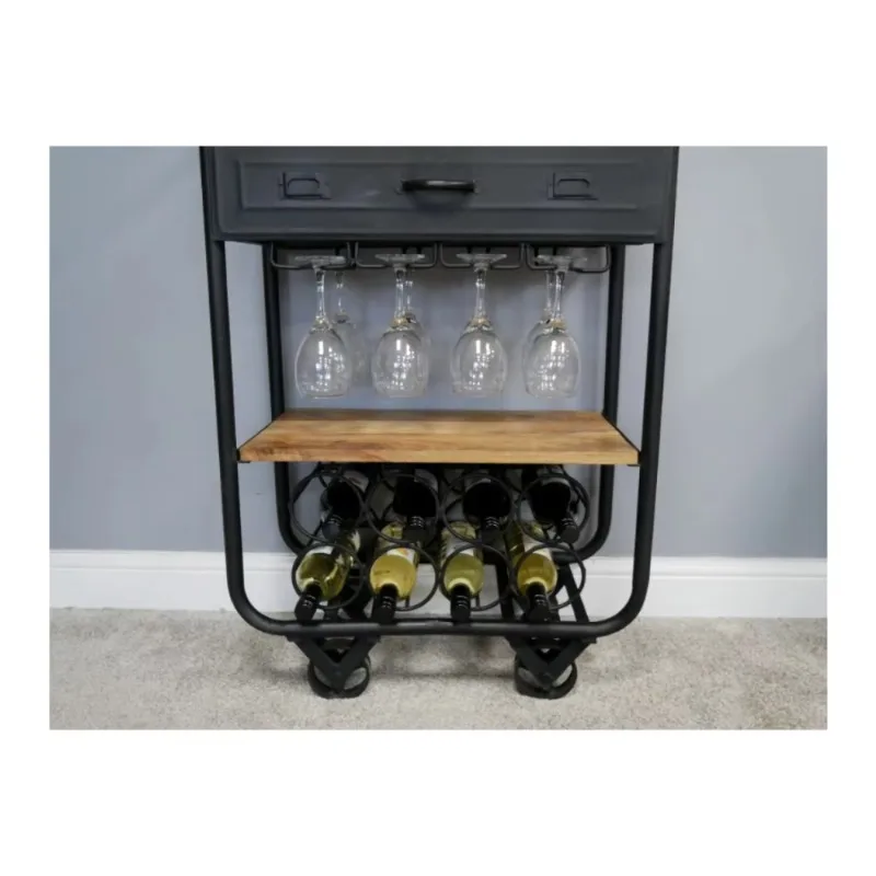 Antique Solid Wood Mango Wood Restaurant Bar Table Locker 4 Storage Boxes Drawer Foldable Retractable Furniture Blue Ocean Color