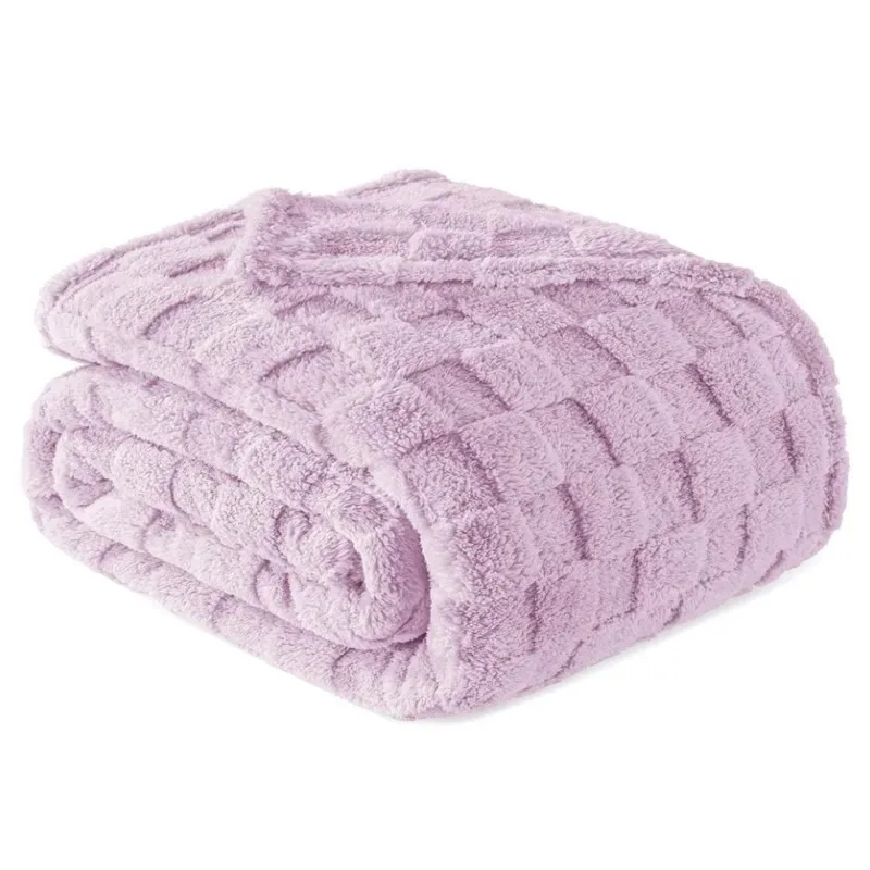 Lilac Checkered Fleece Blankets Christmas Gifts for Women Men Girls Cute Soft Cozy Throw for Bedroom Home Decor Gifts Blankets
