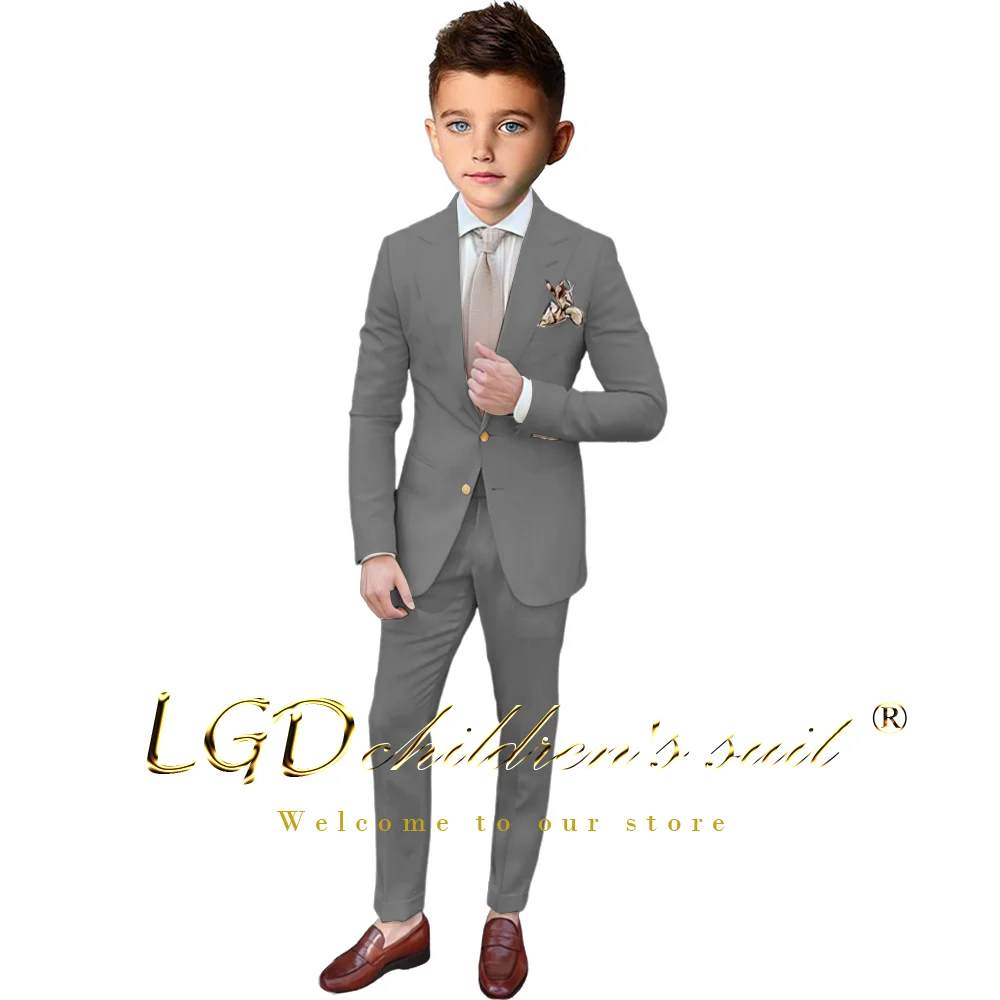 Boys' 2-piece formal suit set (jacket + vest) suitable for weddings, parties and formal events, children's custom tuxedo suit