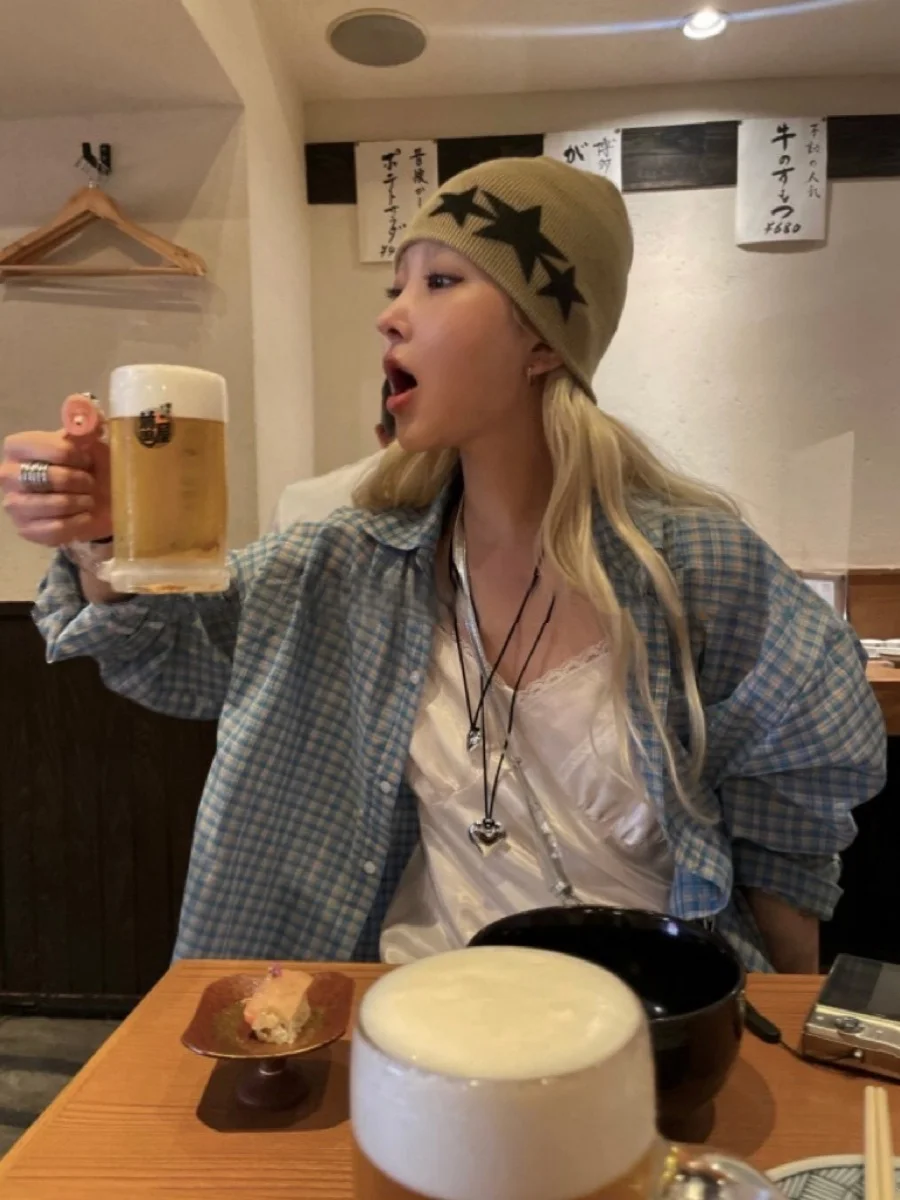 

Корейская простая клетчатая свободная солнцезащитная рубашка в стиле BF, повседневная рубашка с длинными рукавами, весенне-осенняя новая блузка для женщин Y2k, топ Camisas De Mujer