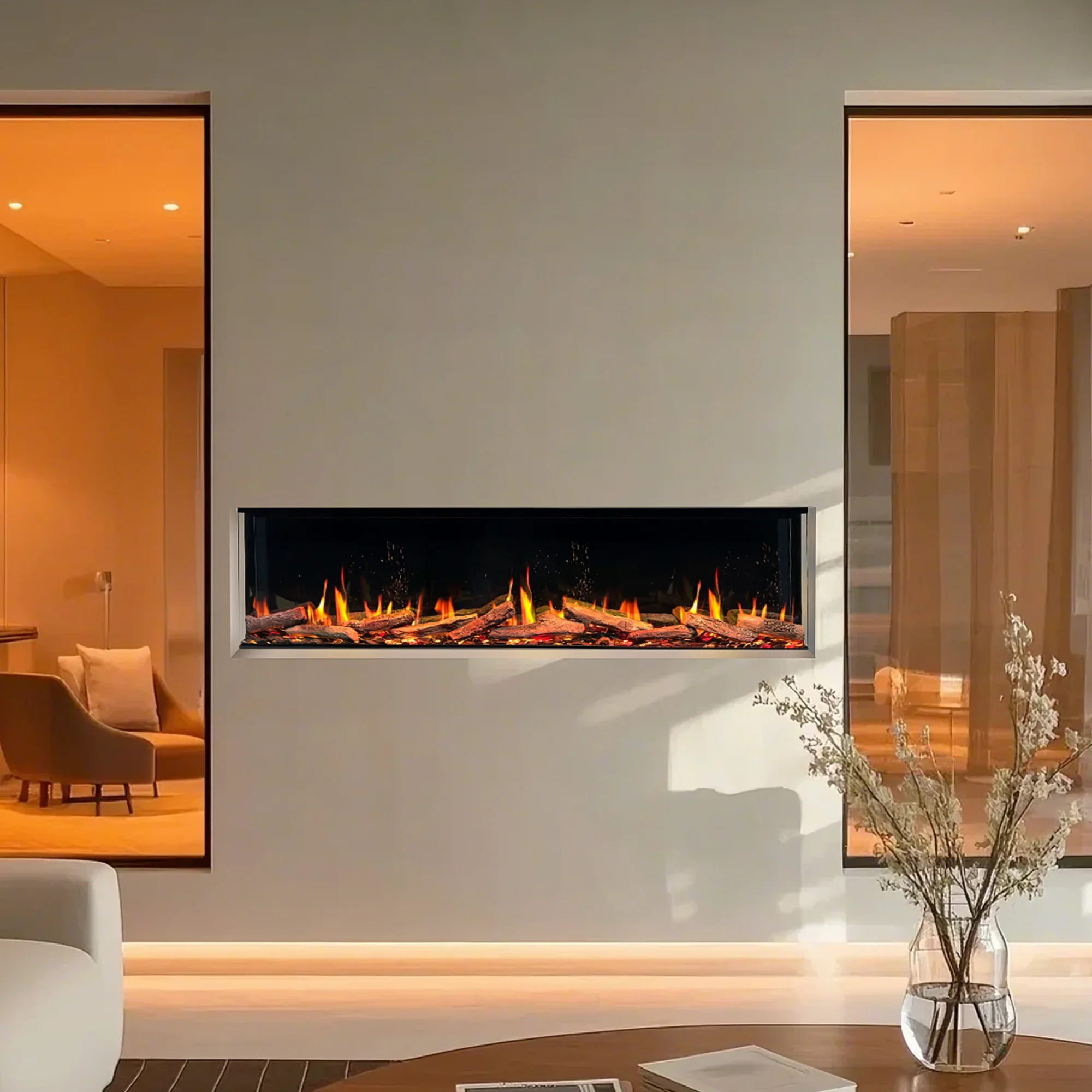#Airo Adjustable LCD Electric Fireplace | HD Flame Effect | 35