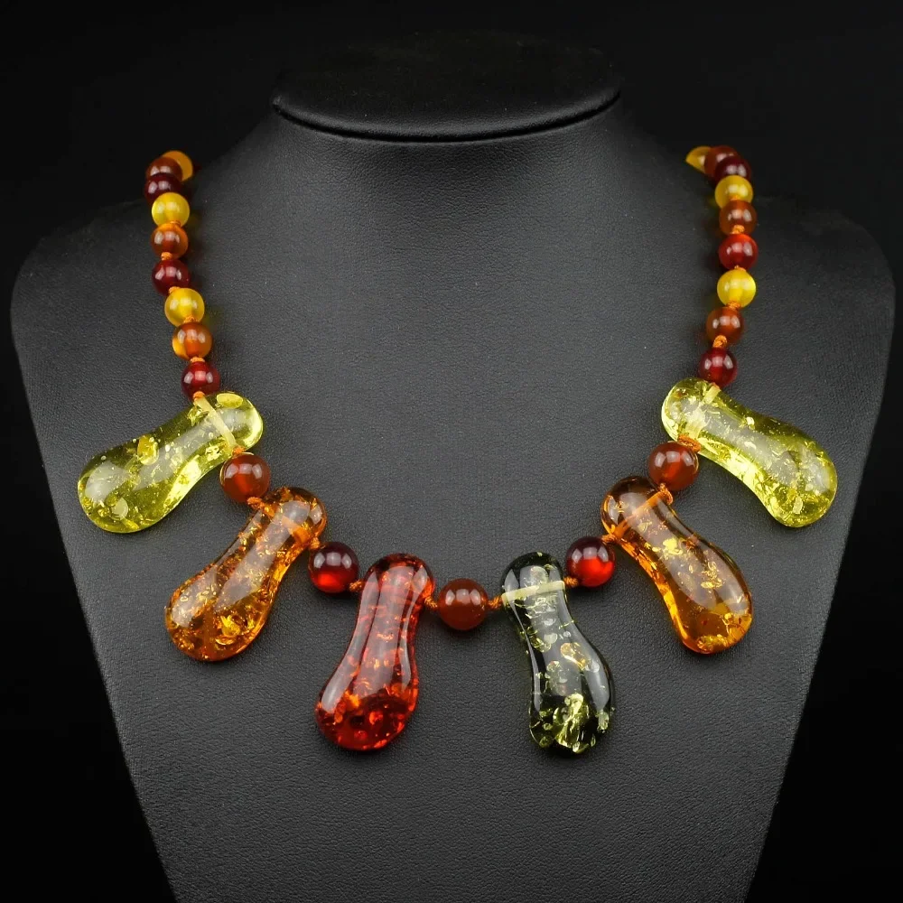 Beautiful Multicolor Baltic Simulated Synthetic Charm Beads Pendant Necklace For Women's Girls Gift Statement L60701