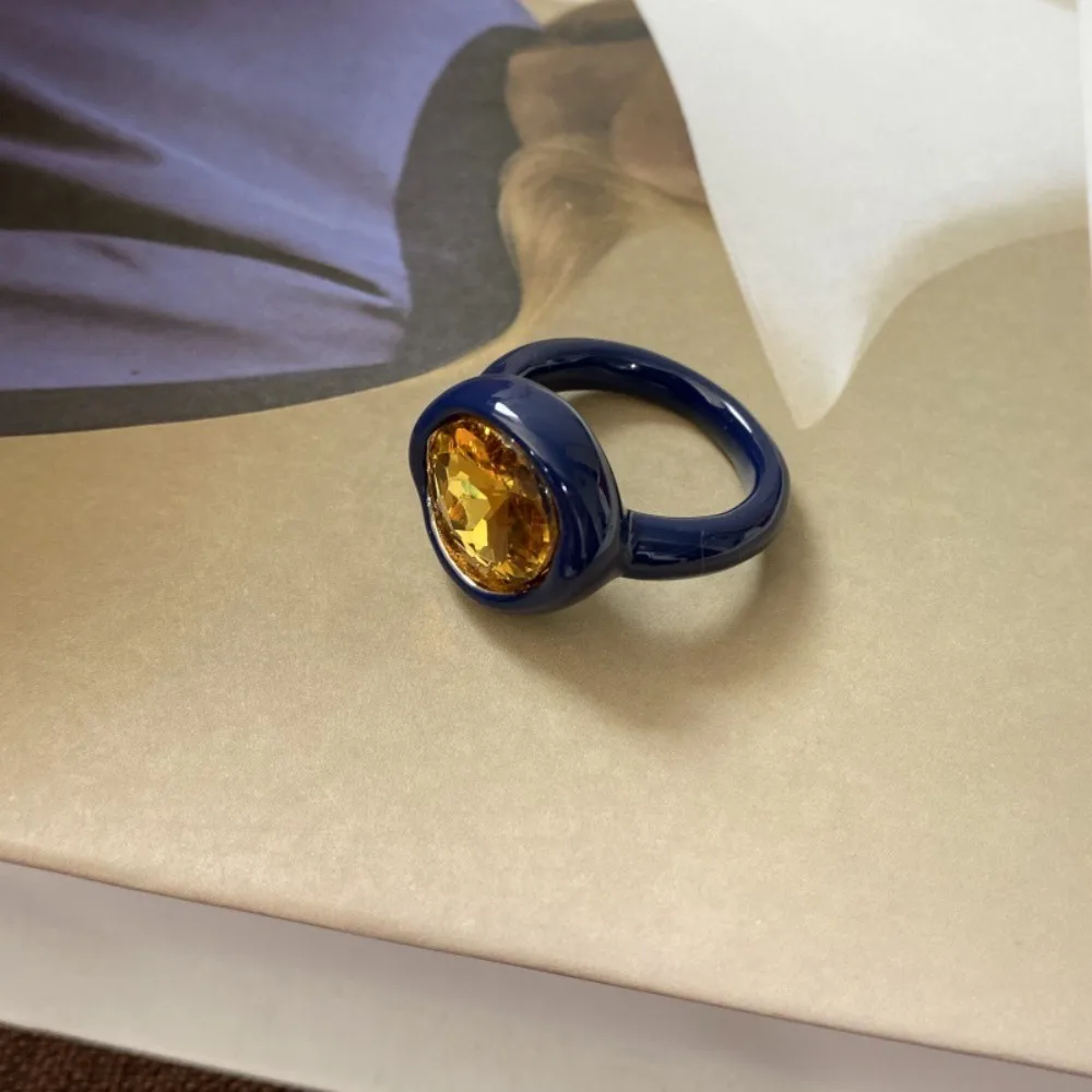 Elegant Dopamine Enamel Ring Colorful Resin Tarnish Free Resin Ring Sweet Style Lightweight Build Vacation Jewelry Vacation