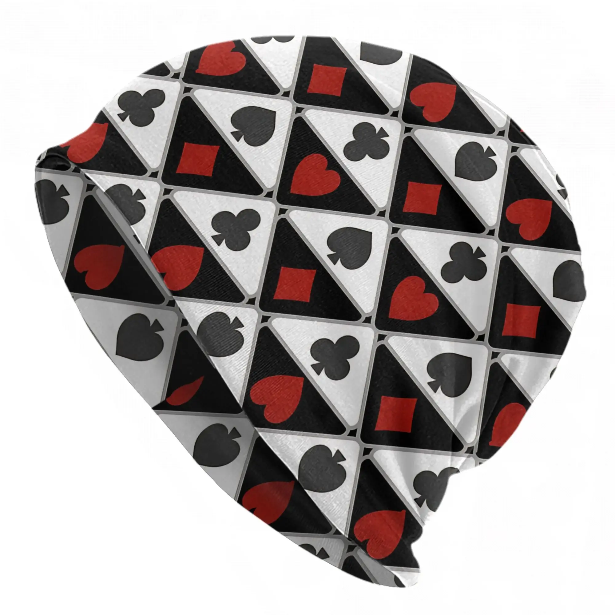 Playing card suits Poker Bonnet Hat Casual Outdoor  Skullies Beanies Hat Unisex Warm Thermal Elastic Cap