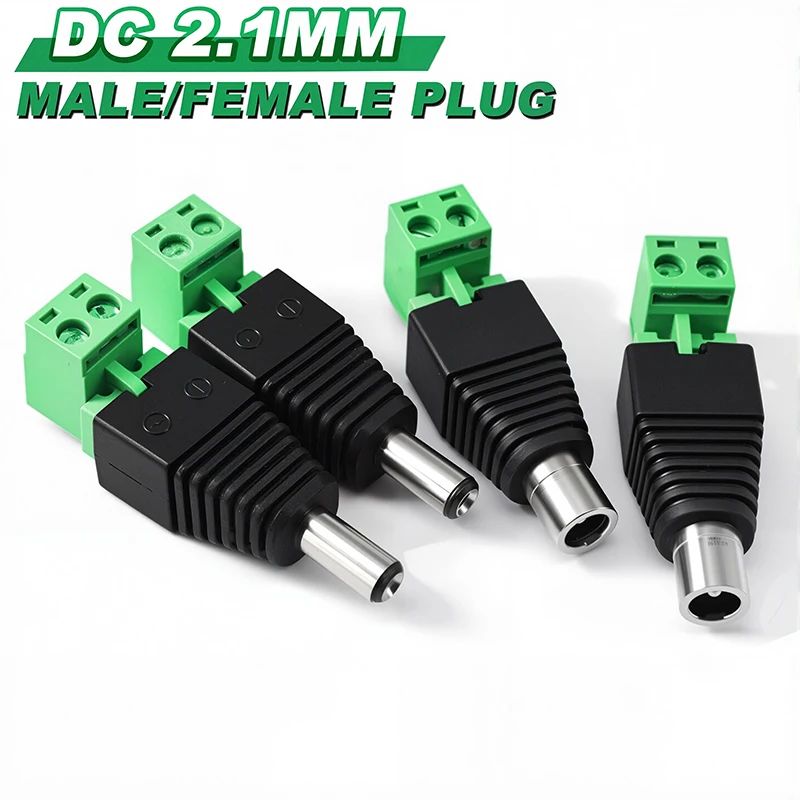 5/20/100PCS 2.1mm X 5.5mm DC Power Plug Connector 5.5*2.1mm Screw Fastening Type DC Male Female Plug Socket Adapter