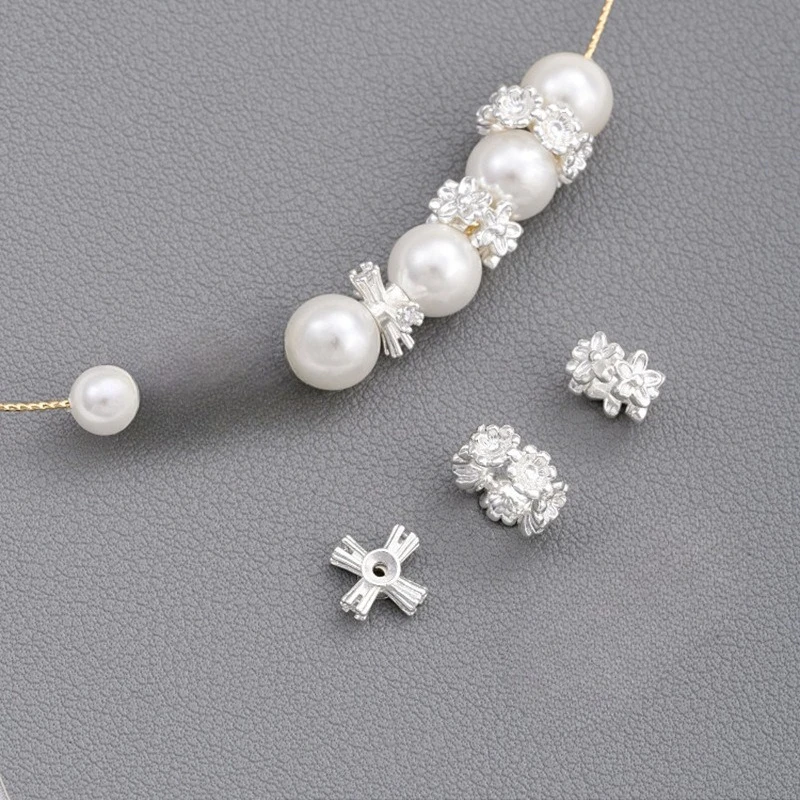 

Бусины-шармы из толстого серебра в форме цветка с большим отверстием, для украшений, ручной работы, для септум-украшений, аксессуары для бижутерии