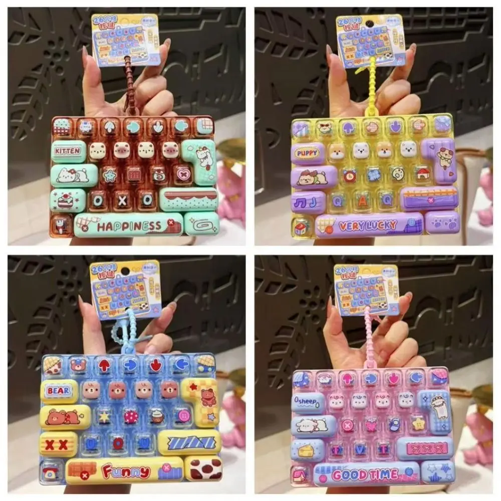 2026@@@26-Key Decompression Button Transparent Dual-Tone Cute Design Mini Keyboard Pendant Simulation Keyboard Keyboard Keychain