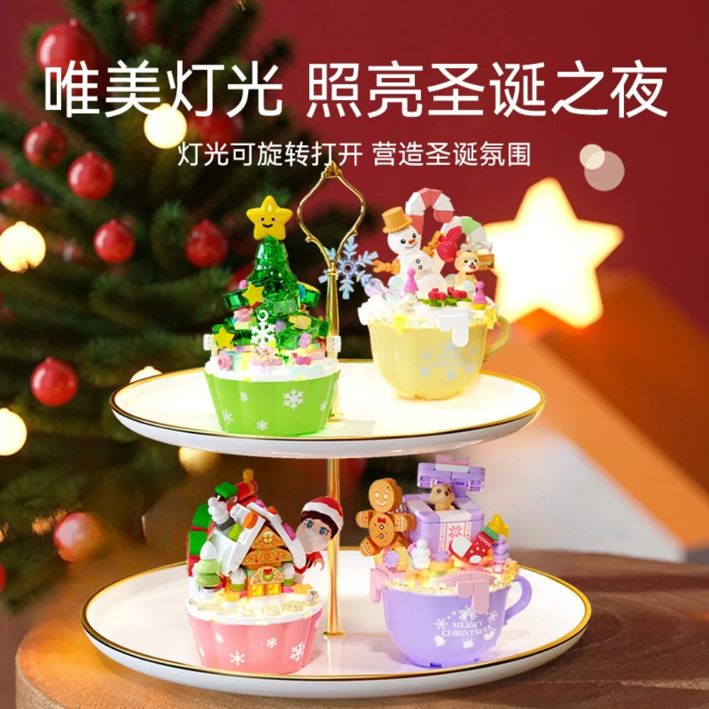 Christmas Tree Cake Building Blocks Classic Popularity Representative Snowman Gingerbread House Assembly Model Toy Holiday Gift