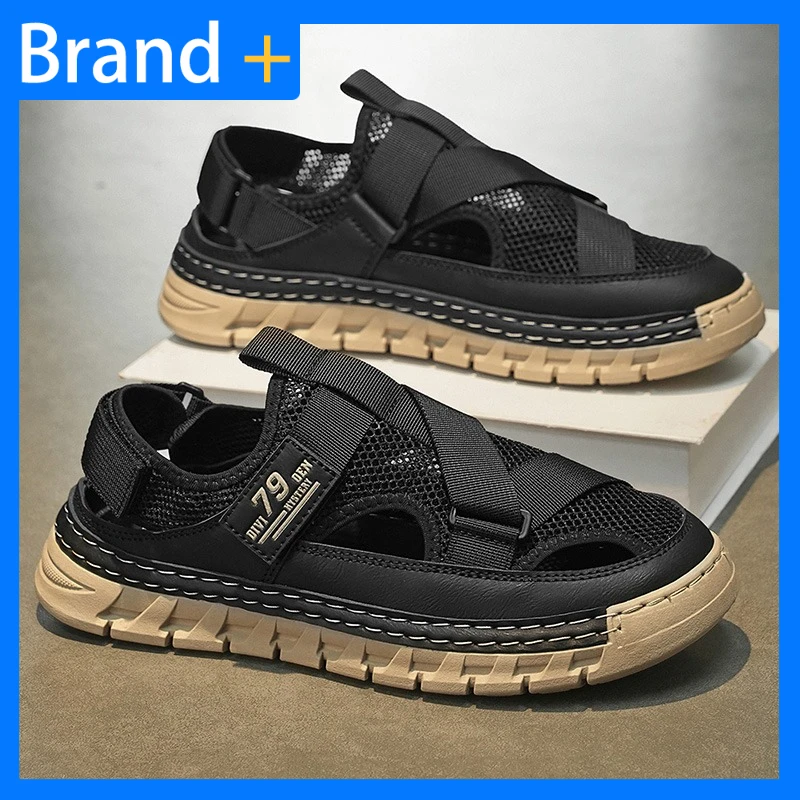 Mens Sandals Outdoor Hollow Mesh Comfortable Non Slip Wading Sandals New Casual Daily Walking Summer Breathable Sandals Youth