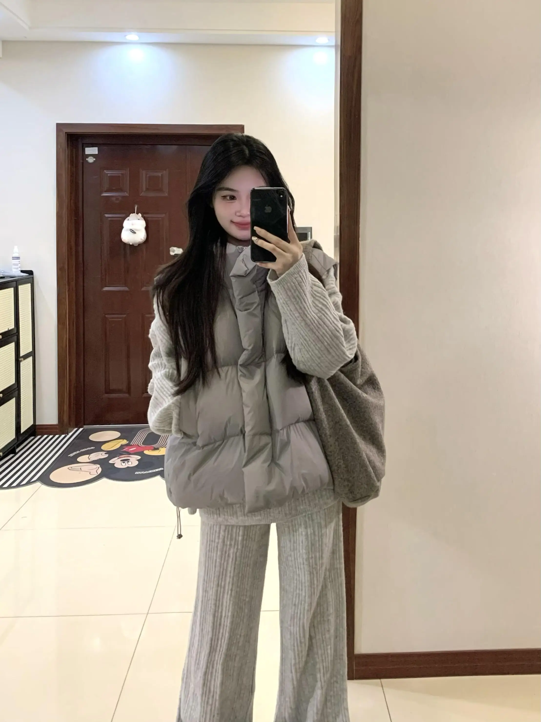 

plus Size Winter Faion Korean Sle Tee Piece Set Women's Knitted Sweater Vest Overlap Casual Sle Long Sve Polyester