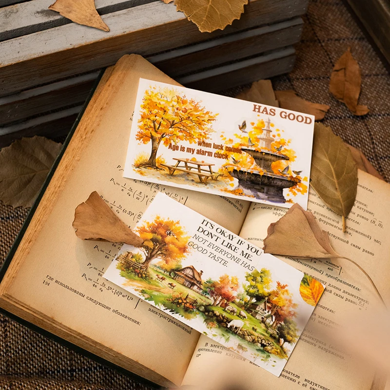 10 Sheets PET Autumn scenery Stickers Landscape Decorative handmade Scrapbooking Material Diary Album Craft Supplies