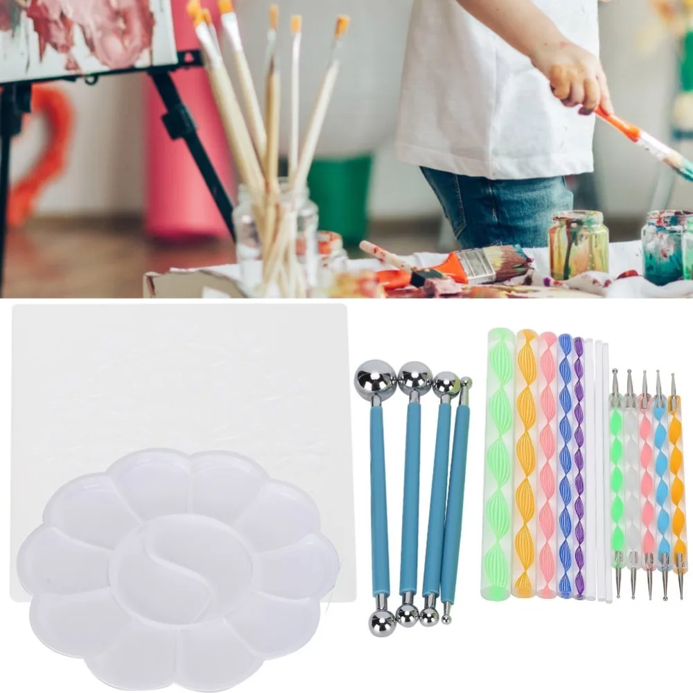 20PCS Precise Tip Mandala Dotting Tools Flexible Use Multi-Functional Stencil Drawing Tools Exquisite Stencils Lightweight