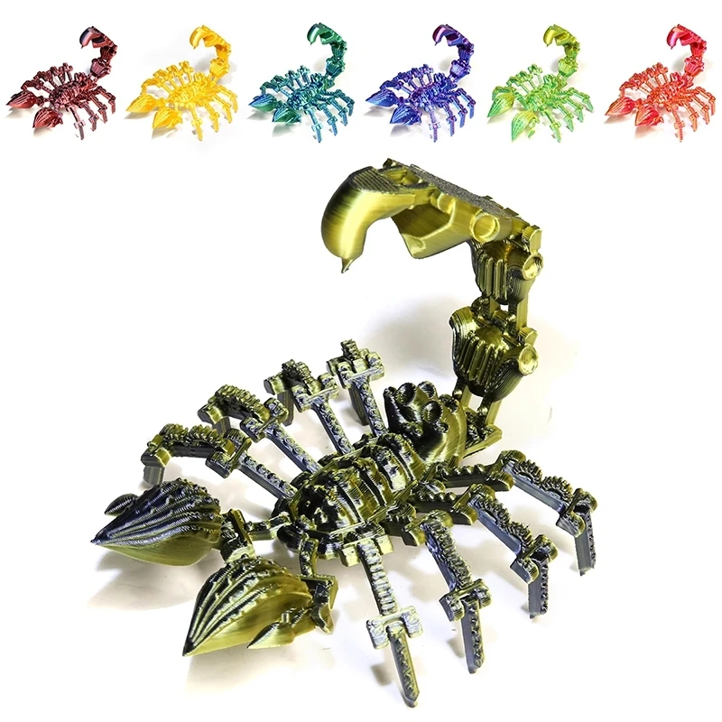 3D Printed Scorpion Rotatable Articulated Scorpions Cyberpunk Style Crystal Scorpion Home Office Desktop Ornament Creative Gifts