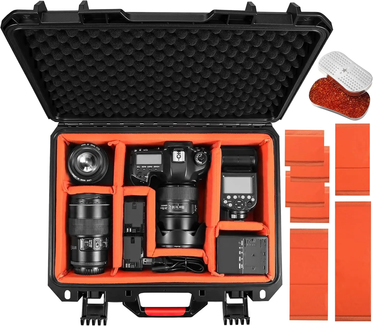 

Waterproof DSLR Camera Hard Case with Dividers for Travel Protection, Fits Lenses and Drones, 16.2x12.8x7inch