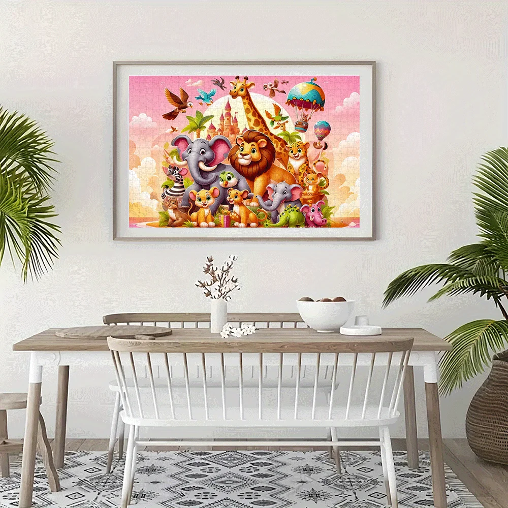 1000 pièces Animal Safari Puzzle-grand, jouet éducatif Lion et amis vibrants pour adultes, jeu interactif familial, bricolage H