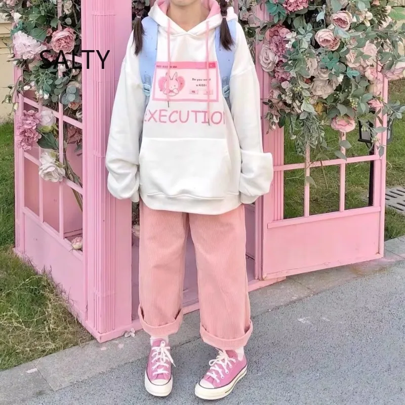 

Брюки женские с широкими штанинами, мягкие свободные милые штаны в Корейском стиле для студентов, в стиле преппи, милые розовые штаны для девушек, весна-лето