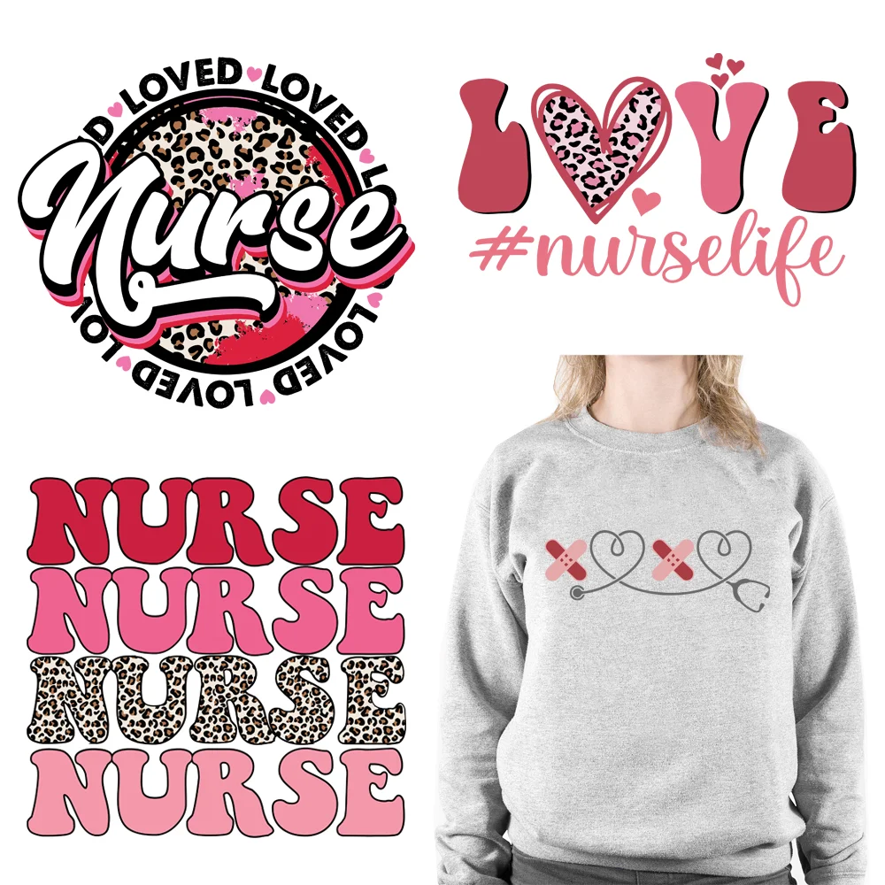 

Nurse Valentine's Day DTF Printing Thermo Iron on Decals Heat Transfers Stickers for DIY T-shirts