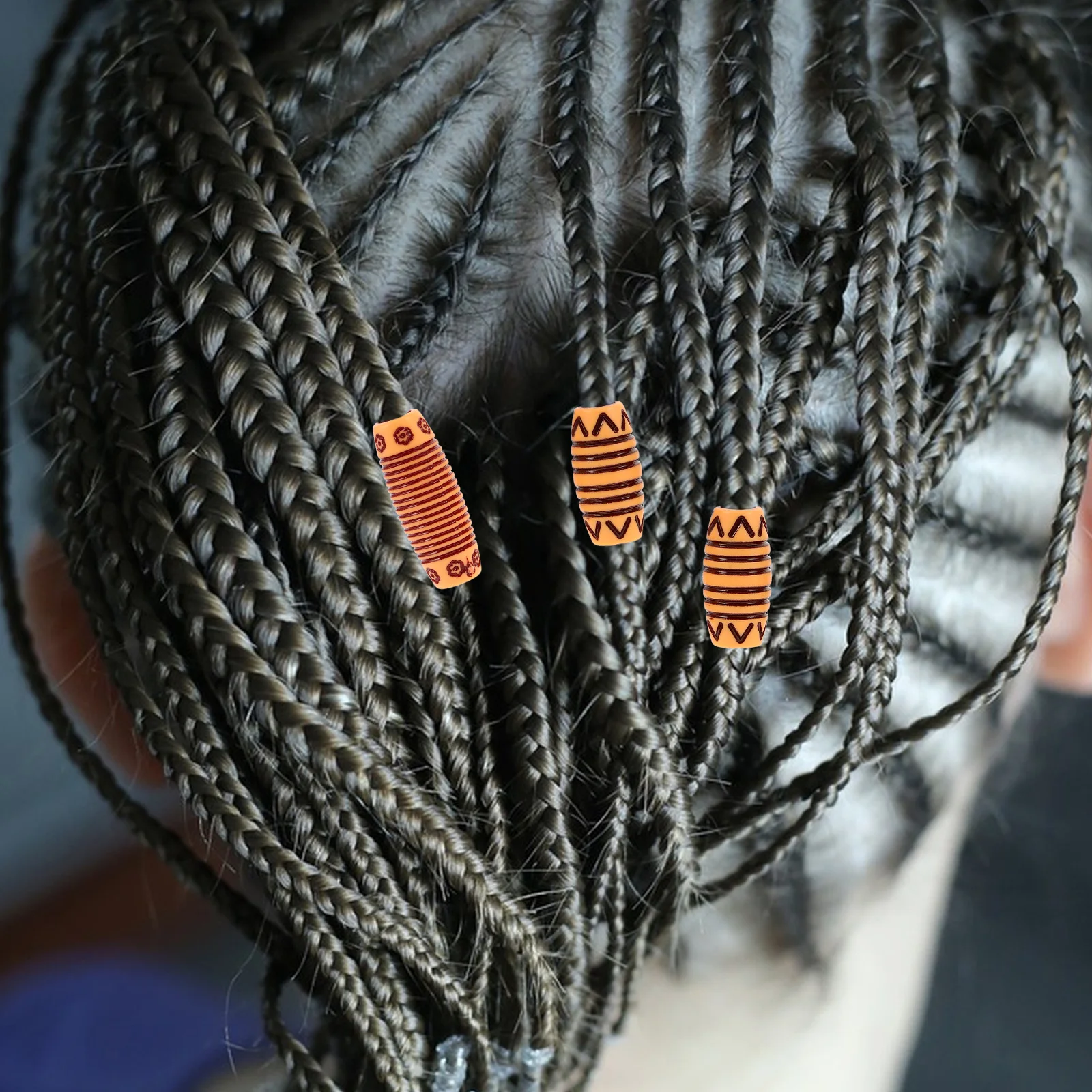 

40Pcs Hair Accessories Dreadlock Beads Large Hole Carved Wooden Plastic DIY Braids Decorations for Black Women Hair Extensions