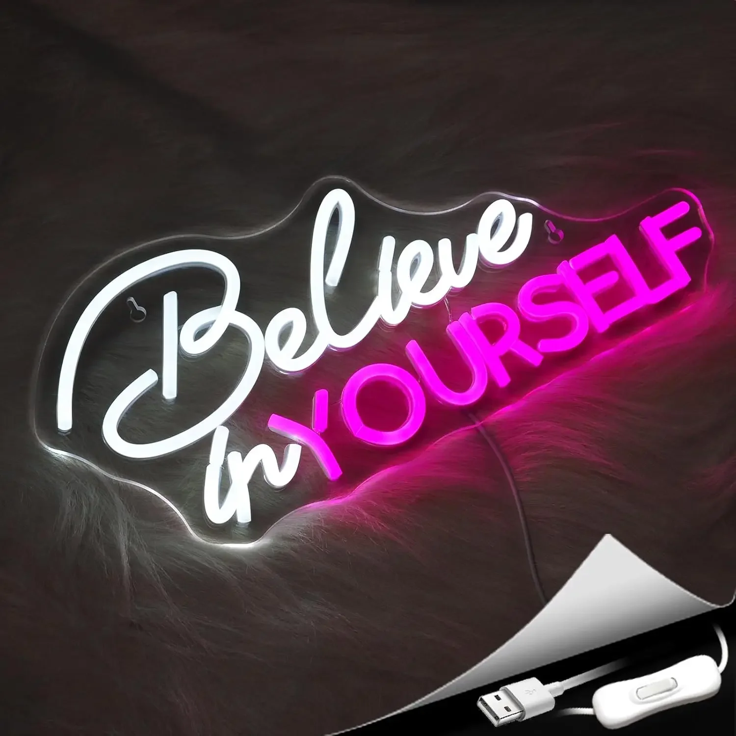 

Believe in Yourself Neon Sign Dimmable Led Neon Light Wall Decor for Room Bedroom Office Wedding Party Birthday Gift for Family