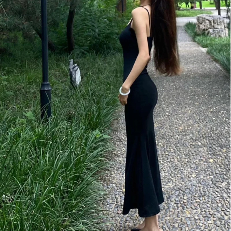 Sexy Dress Women Summer Sleeveless Streetwear Slim Backless Korean Style Flattering Waist Simple High Quality Tight Seductive