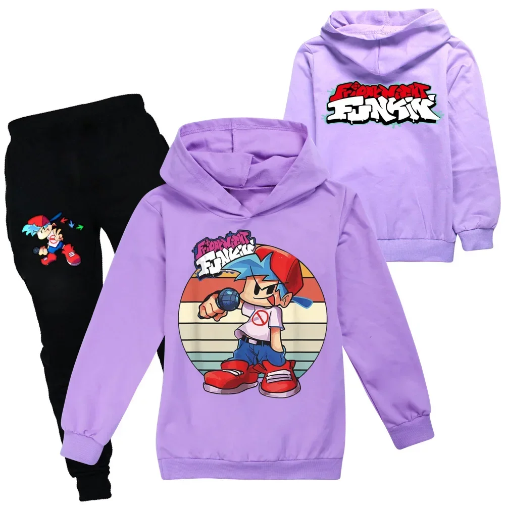 Sweats à capuche de dessin animé pour garçons et filles, survêtement Funkin, pull à capuche, olympiques PVD, ensembles de vêtements pour enfants, printemps et automne, vendredi soir