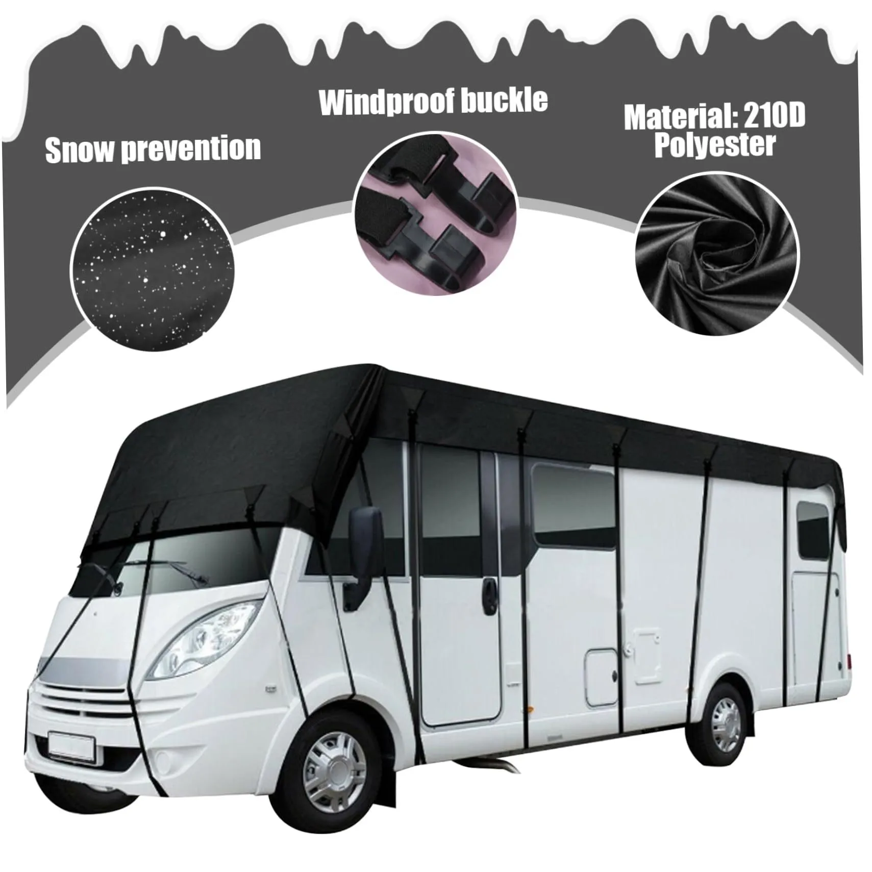 MESOROCK Caravan Cover 210D Oxford Cloth Weather-Resistant RV Caravan Roof Cover Foldable Protection Universal Fit For Motorhome