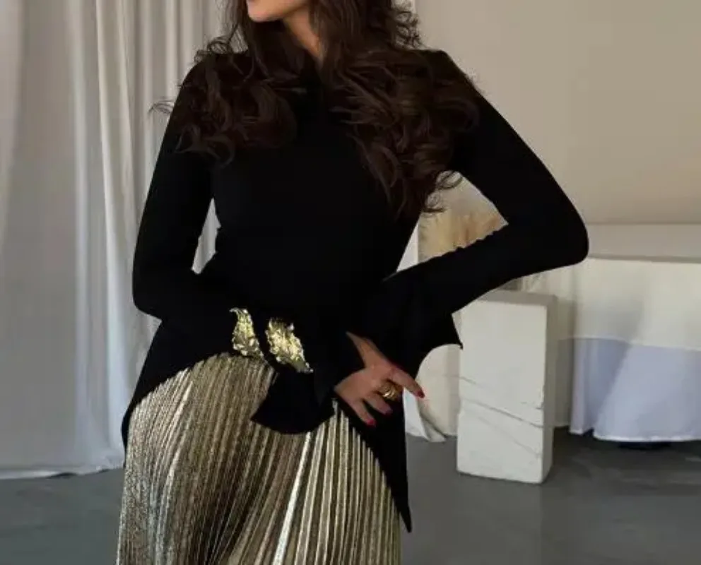 

Skirt Set Women's Fashion 2025 New Women's Clothing Casual Simple Style Slimming and Waist Cinching Elegant Pleated Skirt Set