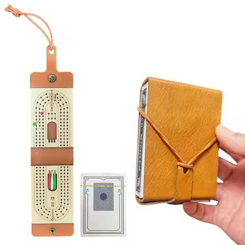 Traditional Wooden Cribbage Board Game Set with 6 Pegs and Deck of Playing Cards 2-4 Player Games for Family Game Night Travel