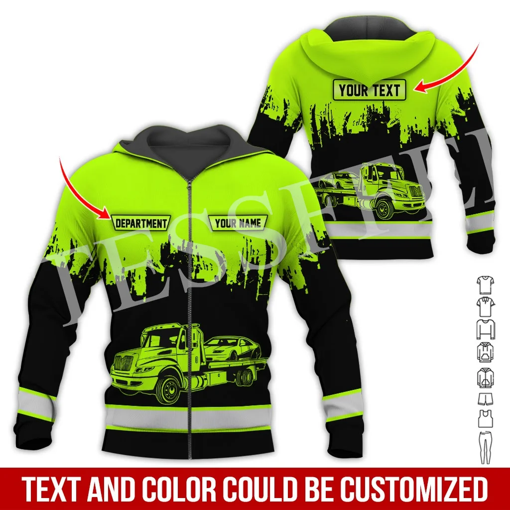 Custom Name Cosplay Tow Truck Driver Trucker Worker Retro Tracksuit 3DPrint Harajuku Casual Pullover Jacket Vintage Hoodies X23