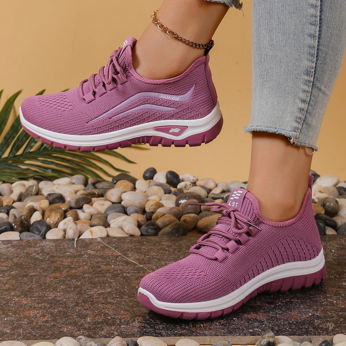 أحذية رياضية غير رسمية شبكية منسوجة طراز جديد لعام 2025 قابلة للتنفس ، أحذية رياضية نسائية مضادة للانزلاق ، أحذية بيع مع شحن مجاني #5