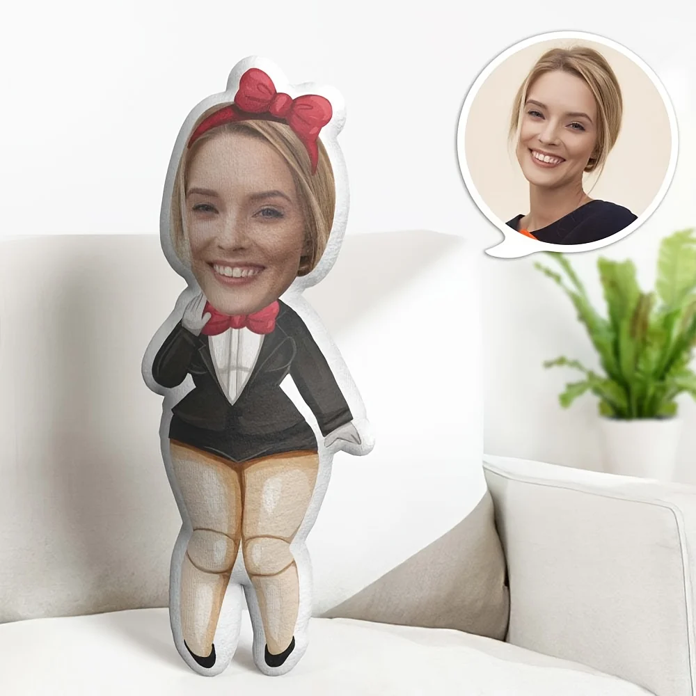 Puppet face pillow can be customized with name_text, suitable for Halloween and Christmas gifts, soft with zipper closure
