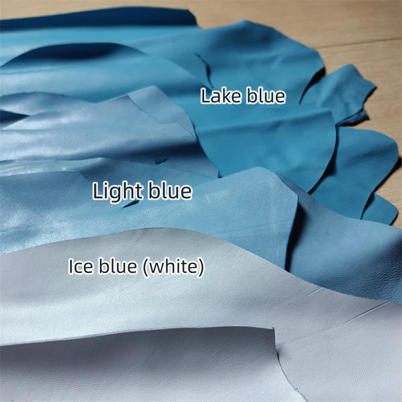 0.8/1mm Light Blue Sheepskin.  First Layer Leather.  Real Leather Fabric.  Handmade DIY For Leather Clothes Bag. Whole Sheepskin