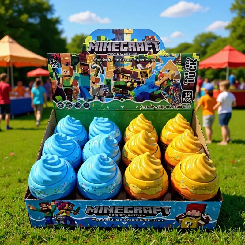 12pcs Cartoon Minecraft Ice Cream Blind Box Keychain Doll Toy Doll Pendant Jewelry Gift