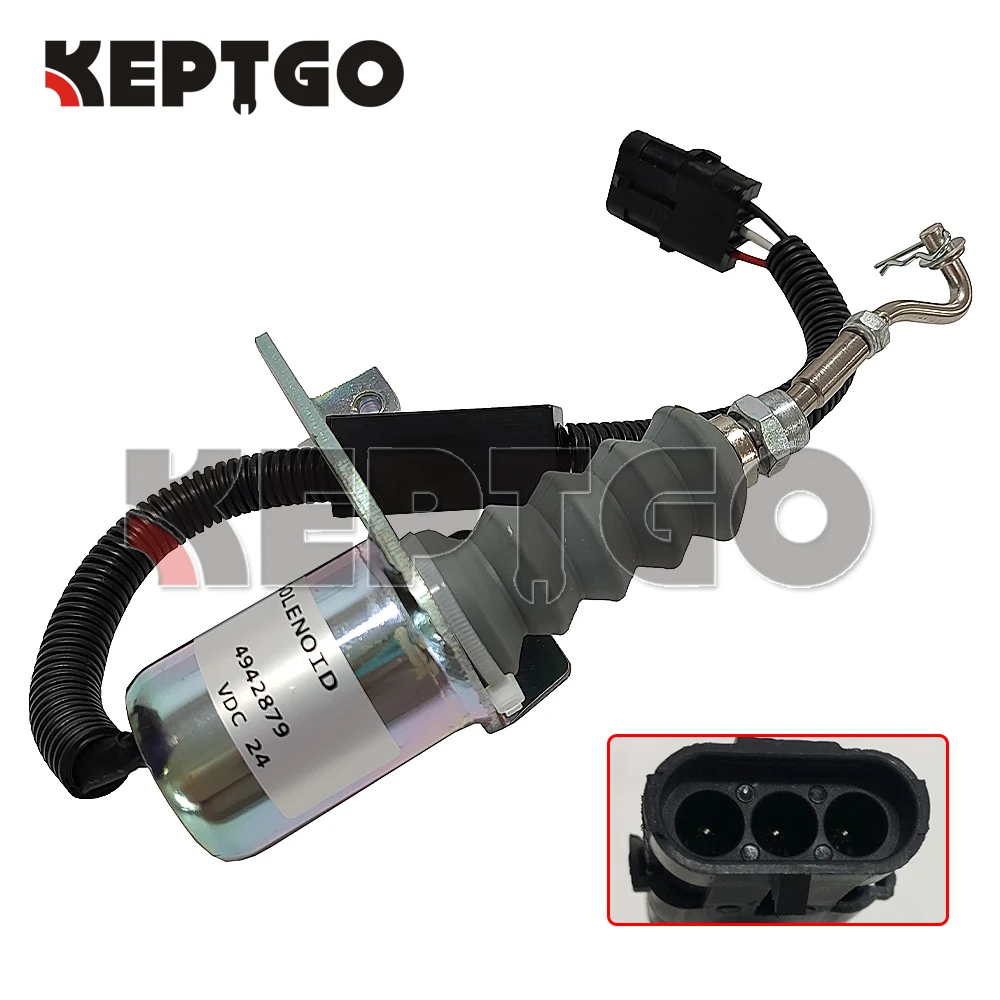 

24V 4942879 Fuel Shutdown Shutoff Solenoid 5295567 D59-002-01A 4942879 C5254169 SD-008A2 For Cummins 6BT 6BTA 5.9L 4BT 4BTA