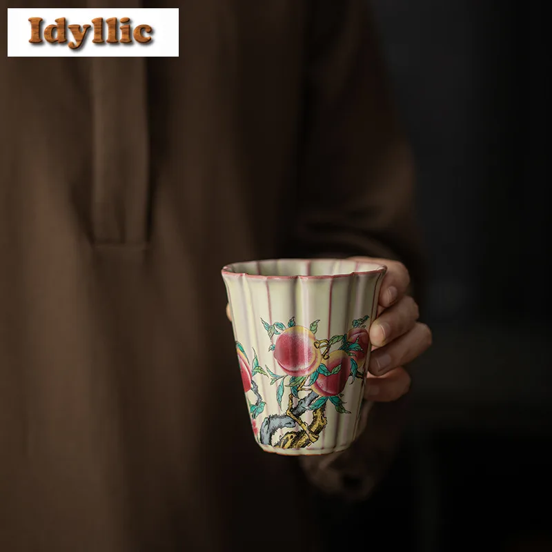 

200 мл Ru Kiln Pastel Nine Peach Ard Желе Фарфоровая кружка Кола Пузырьковая чашка Кувшин для холодной и горячей воды Бытовые кафе Украшение Ремесло