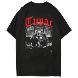 2024 Summer Fashion T-shirt Rapper Tupac Tops Hip Hop Streetwear Oversized Short Sleeves Tee Shirt Men Women  T Shirt