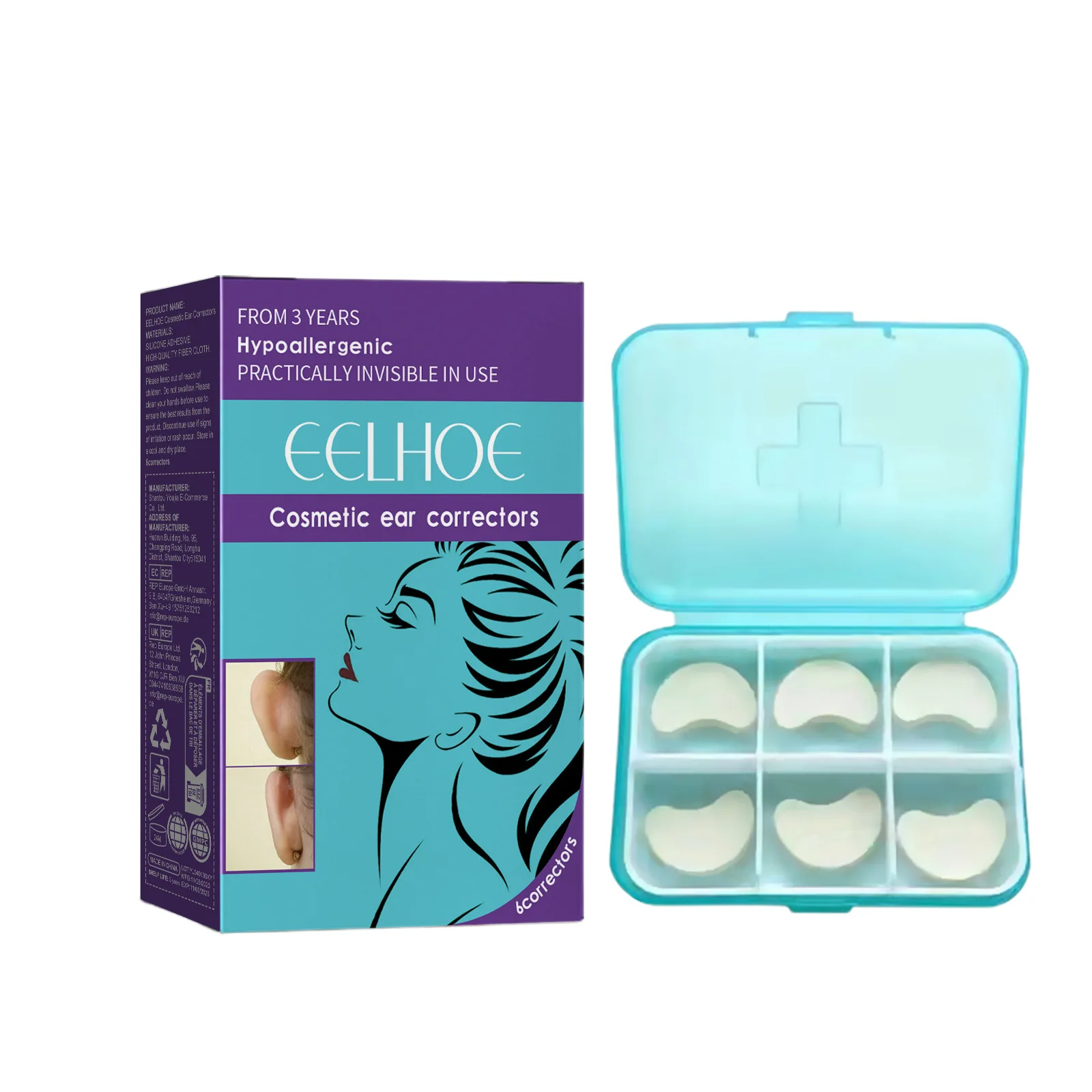 ​EELHOE 6/18/30pieces Elf Ears Stickers Ear Corrector Self-Adhesive Stickers Elf Ear Tape Silicone Patches Beauty Care Makeup