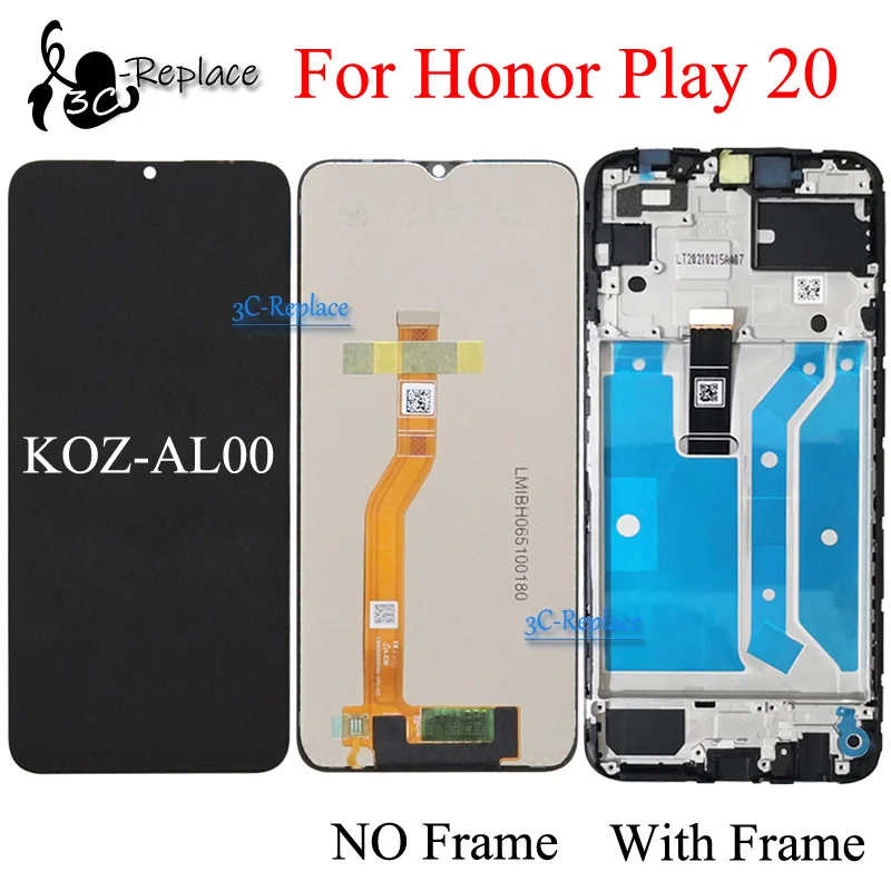 Black 6.52 inch For Huawei Honor Play 20 KOZ-AL00 LCD Display