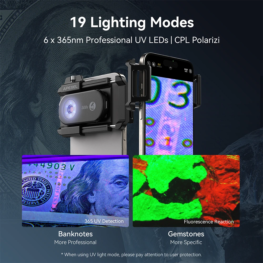 APEXEL جديد ترقية 300X عدسة المجهر الهاتف المحمول عدسة الكاميرا عدة عدسات ماكرو صغيرة مع ضوء LED لجميع الهواتف الذكية تقريبا