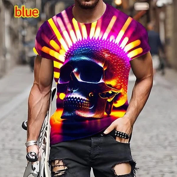 Womens/Mens 3D Skull Print T Shirt Funny Personality Street Cool Short Sleeve New Fashion Tee