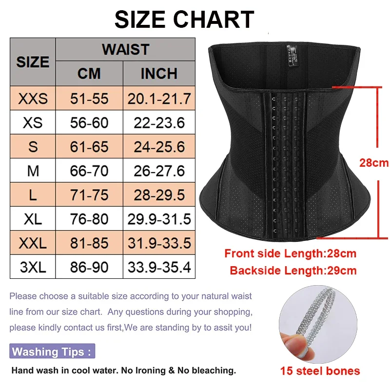 Hourglass Waist Trainer Latex Corset 15 Steel Bones Waist Cincher for Flat Belly Tummy Control Shapewear Fajas Colombianas Girdl