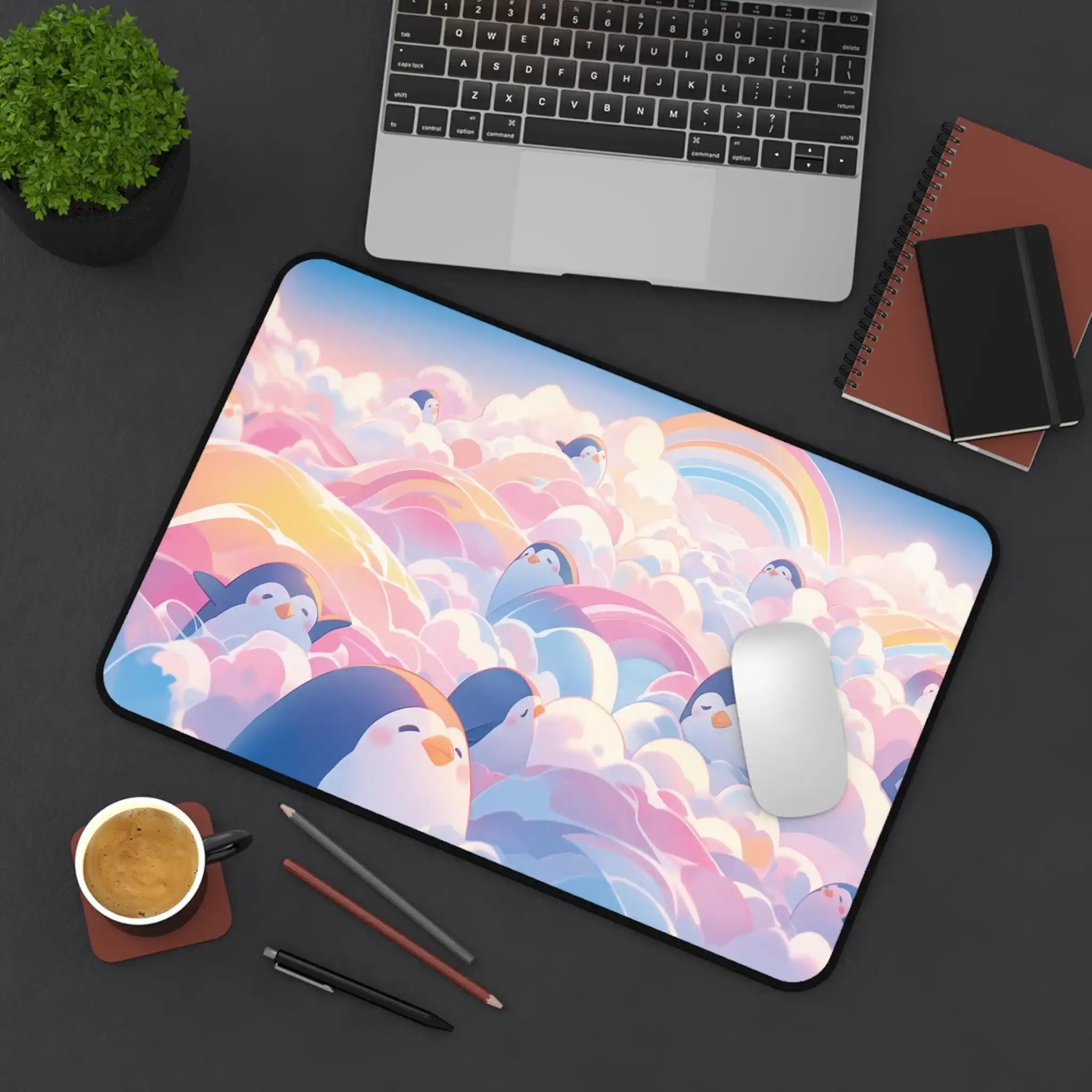

XXL Cute Cat Table Mat, Pink Pastel Desk Mat, Desk Accessories for Girls, Cute Desk Decoration, Cute Cat and Mouse Mat