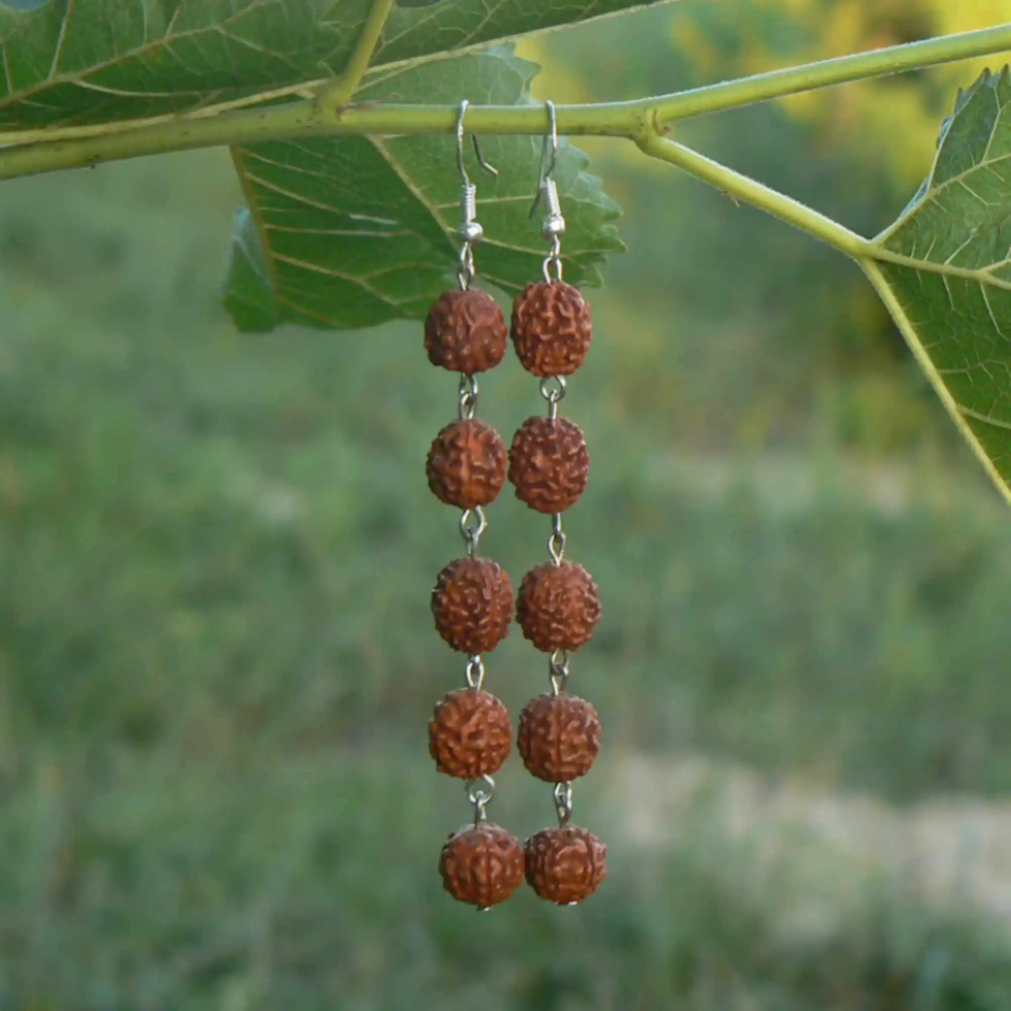 

Natural 6mm Brown round Rudraksha seed beads silver earrings VALENTINE'S DAY Thanksgiving Fashion Accessories Freshwater Women