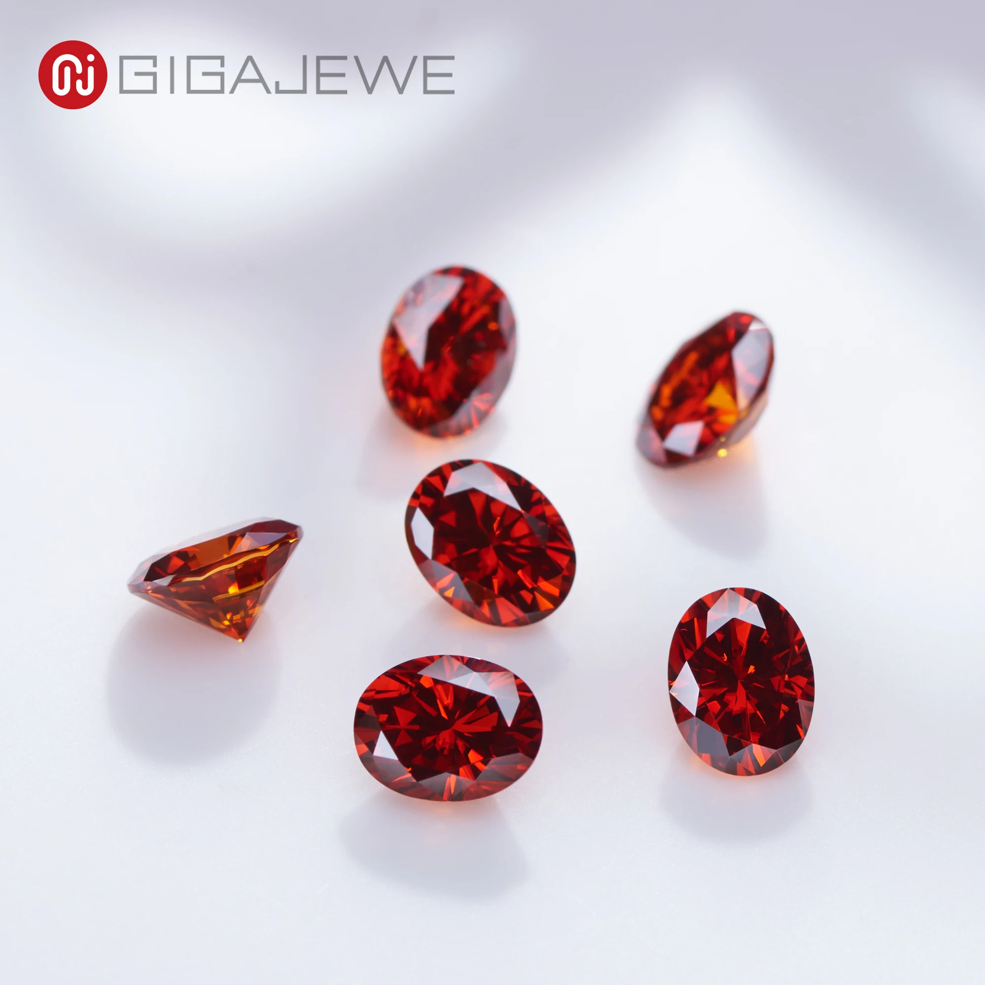 GIGAJEWE Moissanite Handmade Oval Luxury Red Color VVS1 Premium Gems Loose Diamond Test Passed Gemstone For Jewelry Making