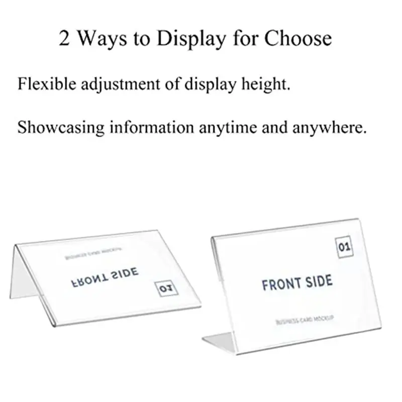 A56K 30 PCS Mini Clear Acrylic Sign Display Holder,Horizontal Slanted L-Shape Acrylic Name Card 7x4 CM