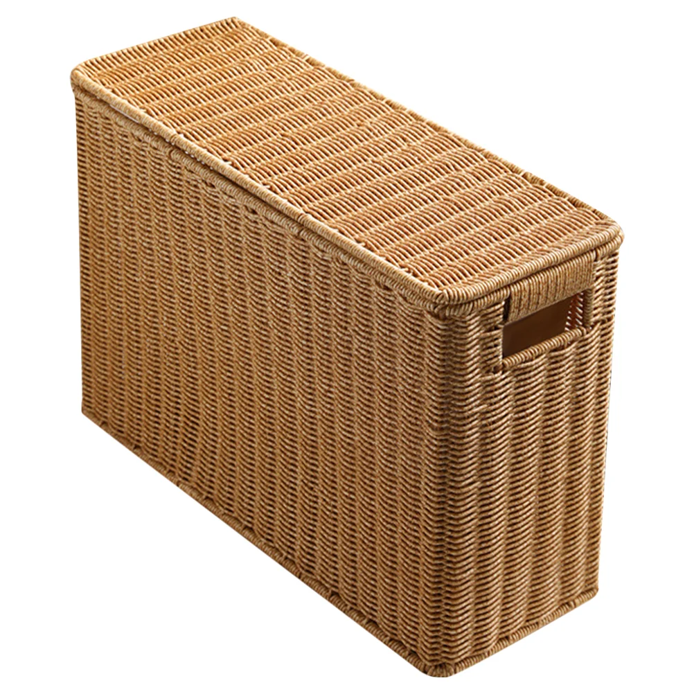 

Narrow and Tall Storage Box with Lid Weave Sundries Basket Weaving Baskets Woven Tabletop Plastic Toys