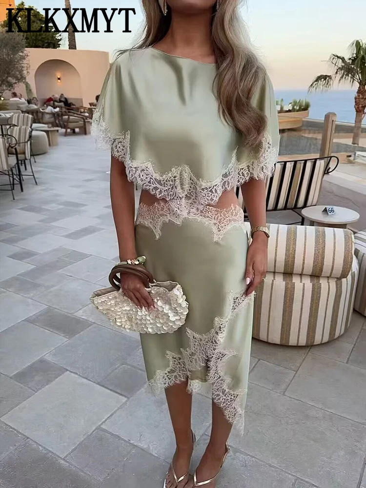 spring dresses asymmetrical KLKXMYT Elegant Sexy Chic Women Dress Lace Splice Cut Out Dress Fashion 2026 Summer Holiday Party Size:Size 18W Length 55” Materials type-formal-dresses Stop 🛑 wasting money