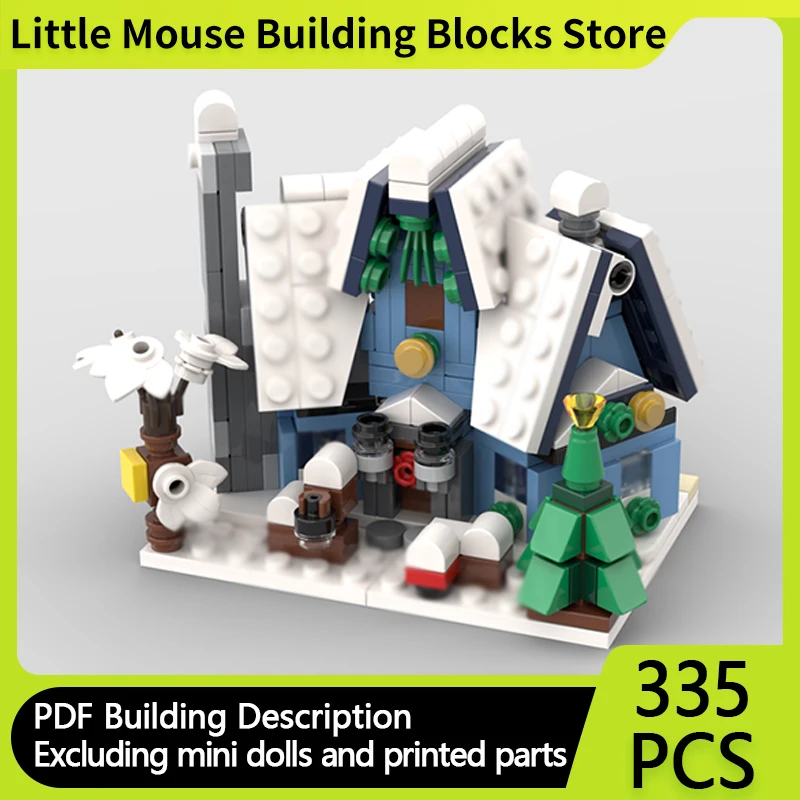 

City Street View Model MOC Building Bricks Winter Christmas House Modular Technology Gifts Holiday Assemble Children Toys Suit