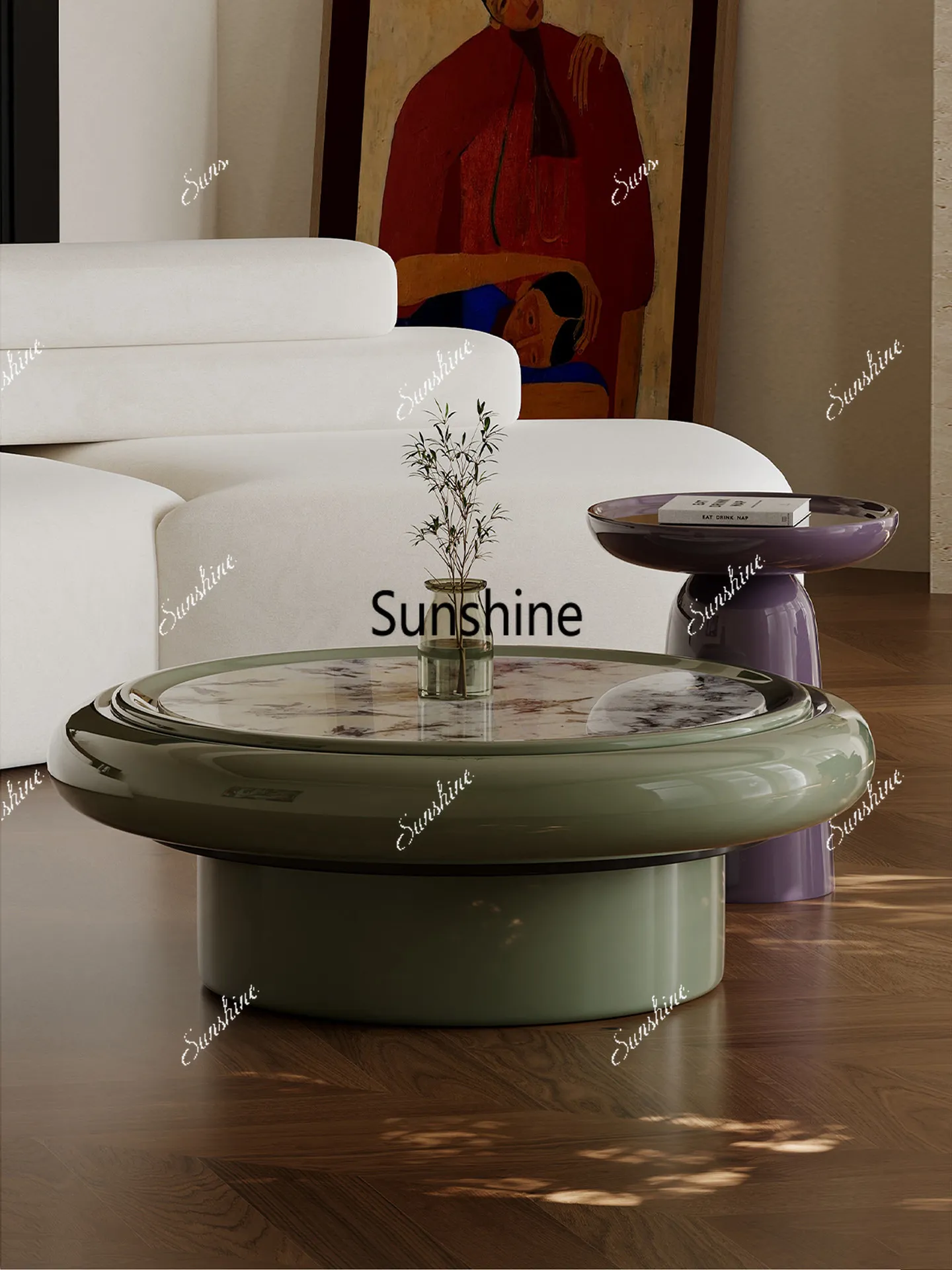 

Nordic minimalist size apartment round coffee table living room household